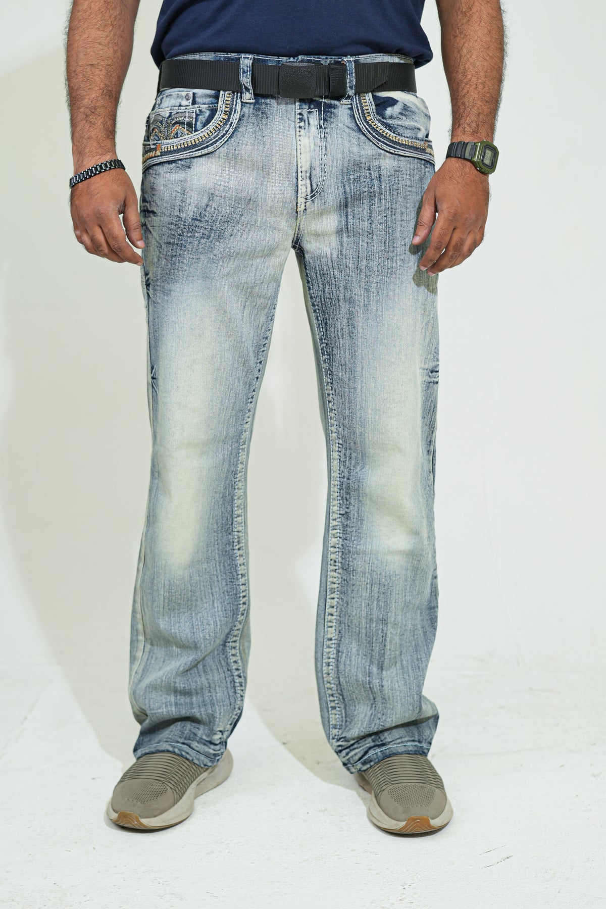 Imperial Crest Embroidered Denim Jeans