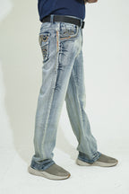 Imperial Crest Embroidered Denim Jeans