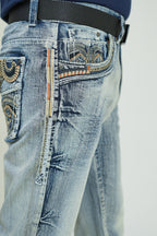 Imperial Crest Embroidered Denim Jeans