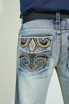 Imperial Crest Embroidered Denim Jeans