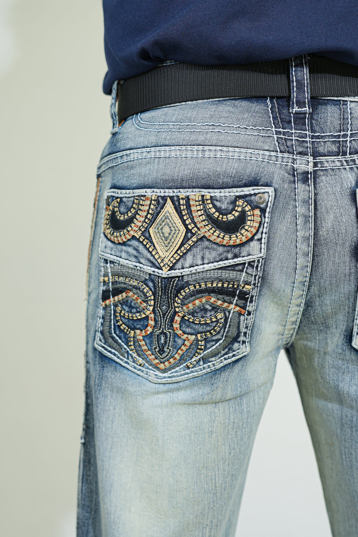 Imperial Crest Embroidered Denim Jeans