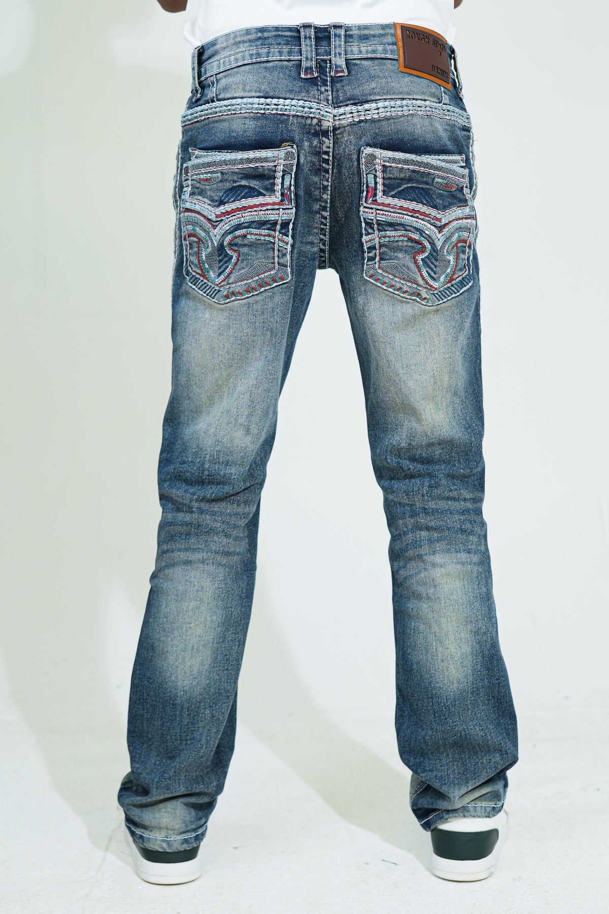 Heritage Vortex Embroidered Denim Boot Cut Jeans