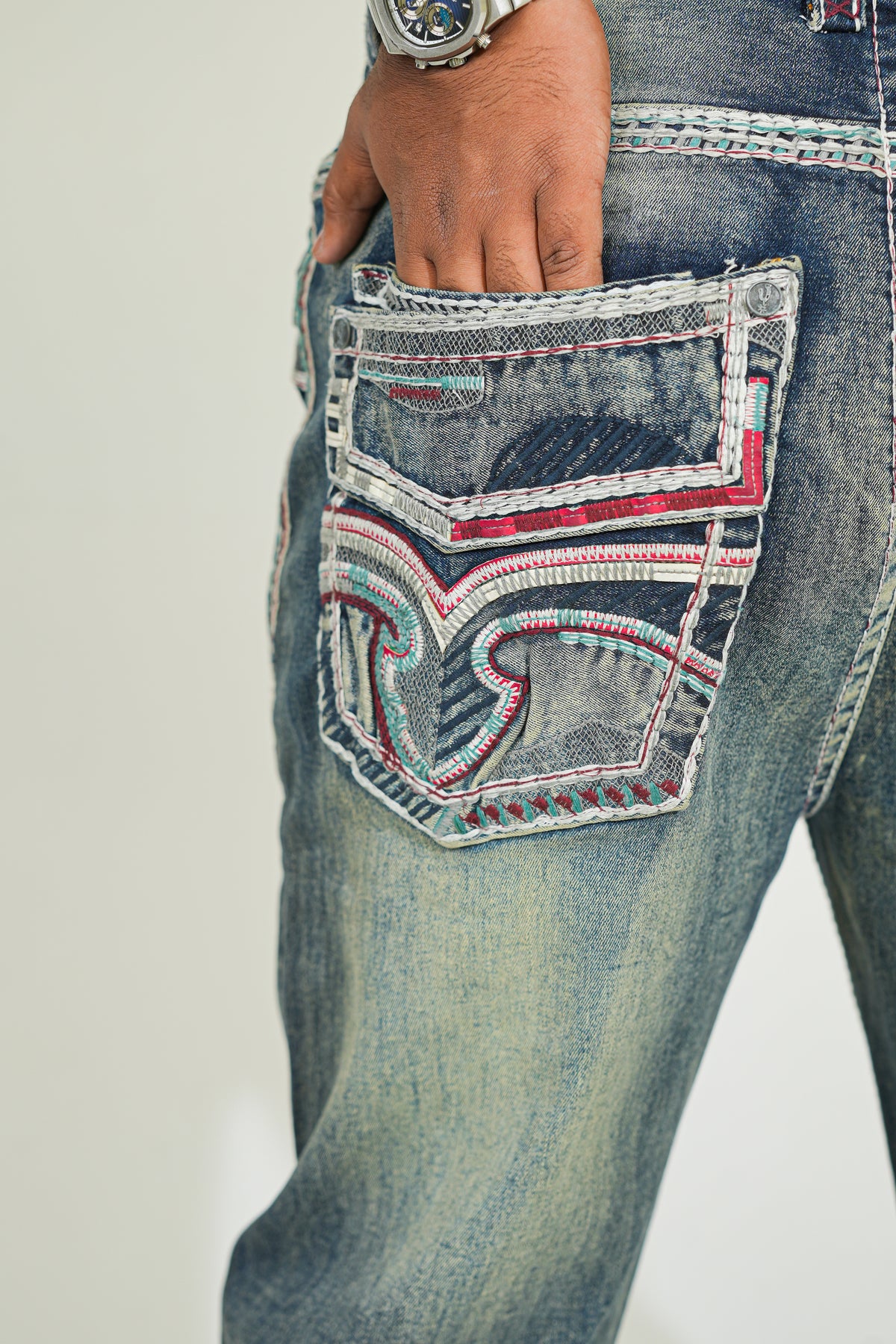 Dusty Slate Straight-Leg Jeans